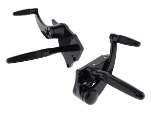 Standard Length Forward Controls with Folding Rubber Inlay Pegs - Black. Fits Softail 2000-2017.