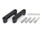 High-quality black motorcycle suspension linkage mounts with screws and washers for Revelry Motorcycles.