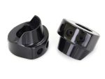 Black motorcycle handlebar risers for Revelry Motorcycles accessories, enhancing riding comfort and control.