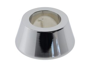 Shiny chrome motorcycle handlebar end cap for Revelry Motorcycles Australia.