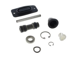Disassembled motorcycle clutch master cylinder rebuild kit for Revelry Motorcycles.