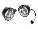 Bright motorcycle LED headlight pair for Revelry Motorcycles and custom bike builds.
