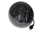 Bright LED motorcycle headlight with black housing for Revelry Motorcycles Australian bikes.