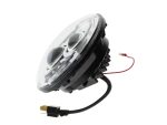 High-performance motorcycle headlight with LED bulbs for Revelry Motorcycles.