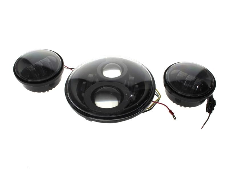 7in. HeadLight & 4.5in. Passing Lamp Bundle - Black. Fits Most H-D with 7in. Headlights & 4.5in. Passing Lamps.