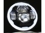 High-performance motorcycle led headlight for Revelry Motorcycles, modern design, bright illumination for safe riding.