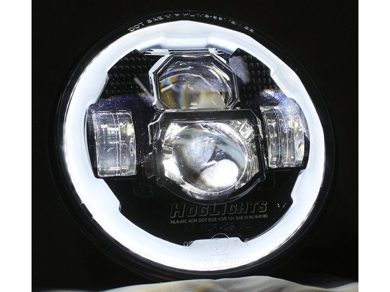 High-performance motorcycle led headlight for Revelry Motorcycles, modern design, bright illumination for safe riding.
