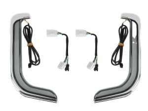 LED motorcycle turn signal lights with wiring harness for Revelry Motorcycles.