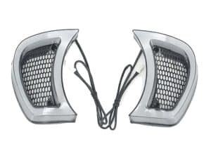 Reflective motorcycle turn signal lights for Revelry Motorcycles.