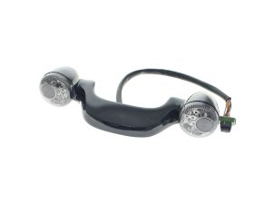 Motorcycle turn signals with integrated LED lights and wiring for Revelry Motorcycles.
