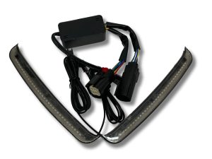 High-performance motorcycle LED turn signal wiring harness for Revelry Motorcycles.