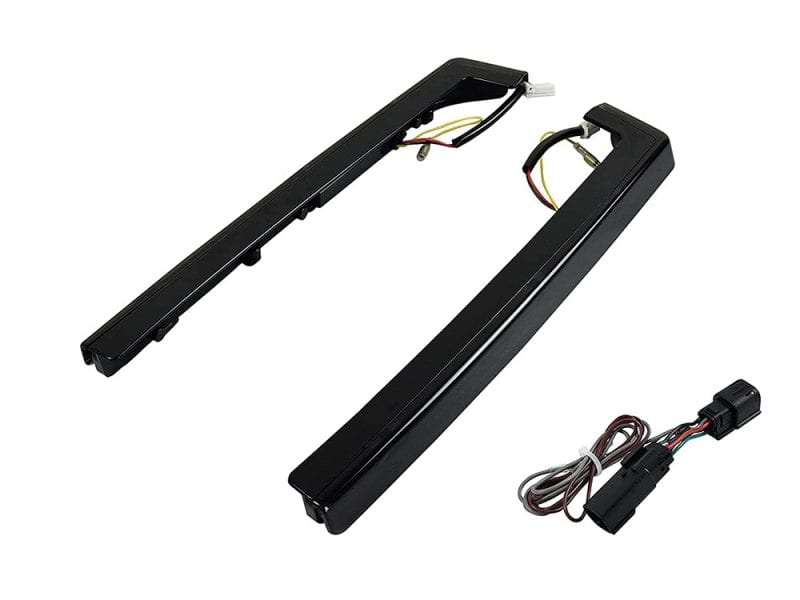 LED Tour Pak Arms - Amber Turn Revelry Motorcycles electric bike battery key switch and wiring harness for motorbike electric conversion.