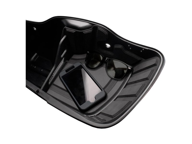 Waterproof motorcycle tank bag with phone and sunglasses holder for Revelry Motorcycles touring.