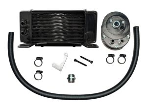 AlTumate heat exchanger radiator and motorcycle oil pump kit with hoses and mounting hardware.