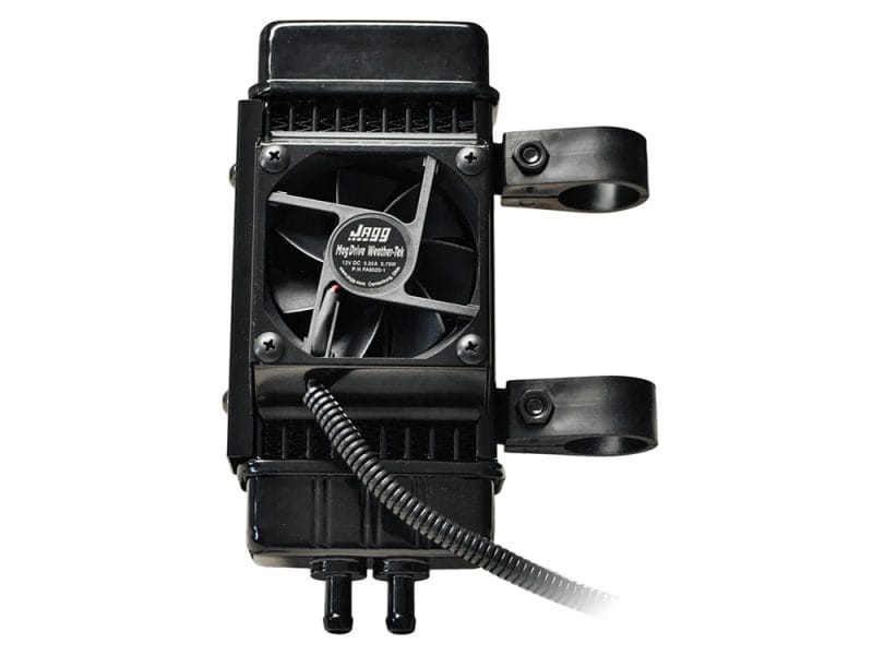 High-performance motorcycle radiator fan for Revelry Motorcycles. Designed for optimal cooling and reliability.
