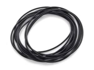 Flexible black motorcycle ignition coil wire or spark plug cable for Revelry Motorcycles.