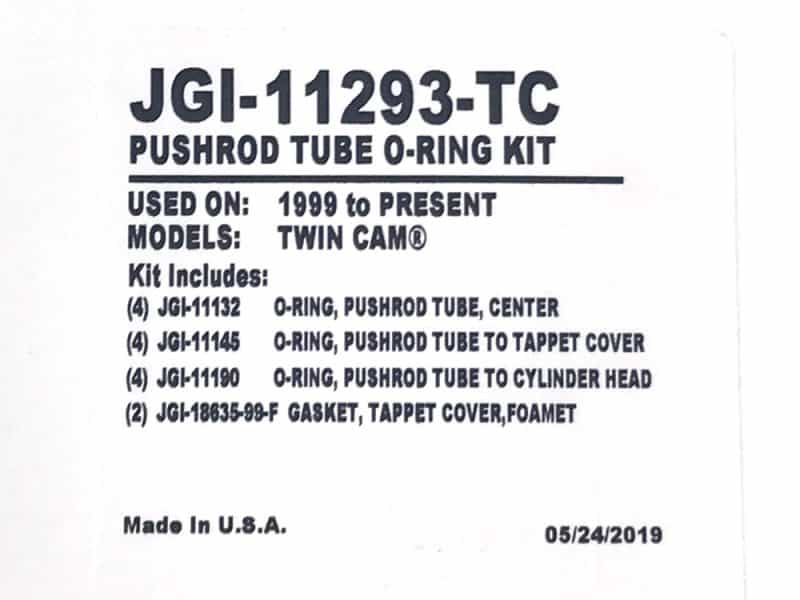 Pushrod tube O-ring kit for Harley Davidson Twin Cam motorcycles.