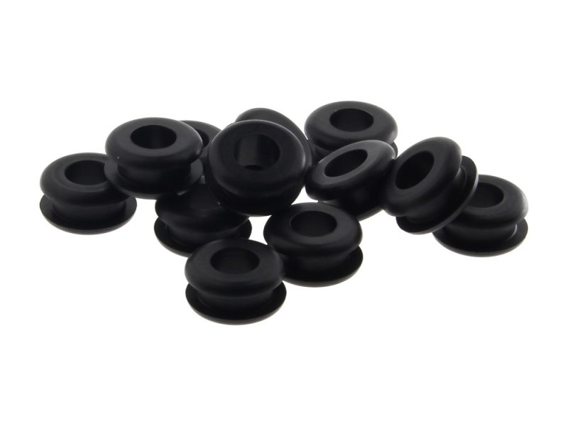 Flexible rubber grommets for motorcycle maintenance and customisation, durable and easy to install.
