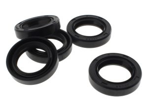 Sealing rings for motorcycle maintenance and repairs, high-quality black rubber seals.