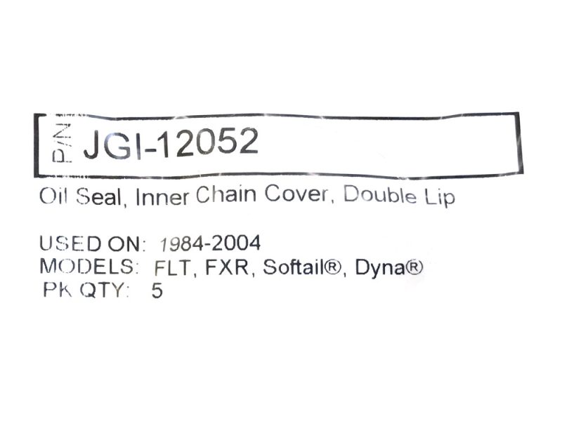 JGI-12052 oil seal for motorcycle chain cover and double lip, compatible with Harley Davidson models 1984-2004.
