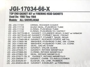 Top End Gasket Kit. Fits Big Twin 1966-1984 with Shovel Engine.