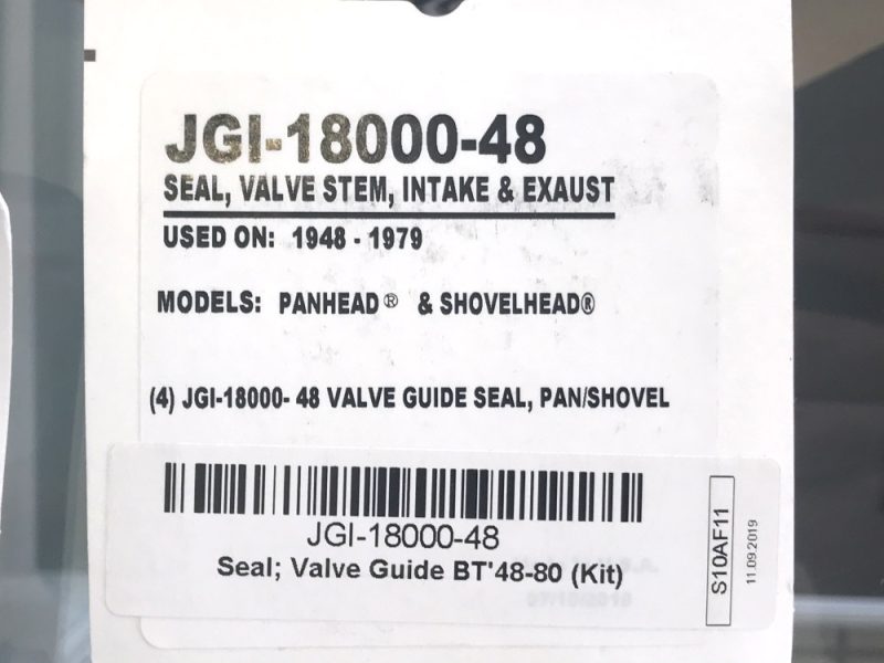 JGI-18000-48 valve guide seal for motorcycle engine models Panhead and Shovelhead.