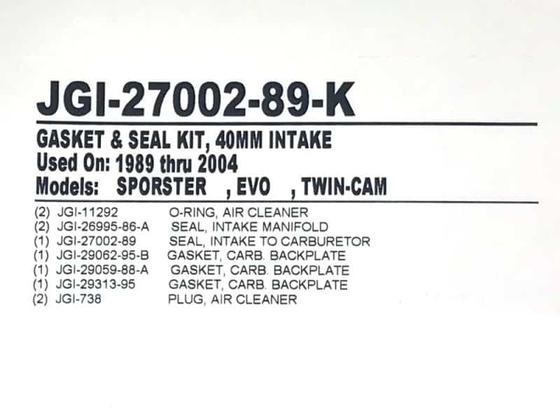 JGI-27002-89-K gasket and seal kit for motorcycles, compatible with Suzuki Sportster and Twin-Cam models.