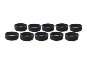 Rubber fork seal bushings for motorcycle suspension, black, pack of 10.