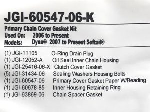 Primary Cover Gasket Kit. Fits Softail 2007-2017 & Dyna 2006-2017.