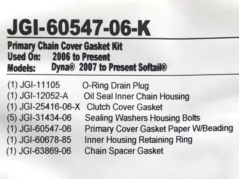 Primary Cover Gasket Kit. Fits Softail 2007-2017 & Dyna 2006-2017.