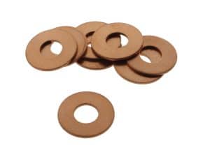 Small bronze washers for motorcycle maintenance and repairs at Revelry Motorcycles in Australia.