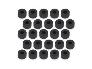 Black rubber motorcycle frame spacers for Revelry Motorcycles, durable and reliable.