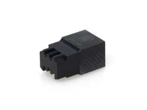 Black motorcycle relay for Revelry Motorcycles, durable electrical component for bikes.