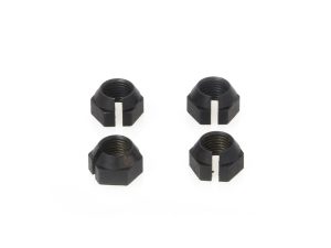 Black motorcycle wheel axle nuts for Revelry Motorcycles, Australian bike accessories.