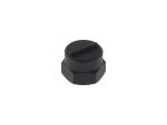 Black motorcycle fuel cap vent valve for Revelry Cycles bikes.