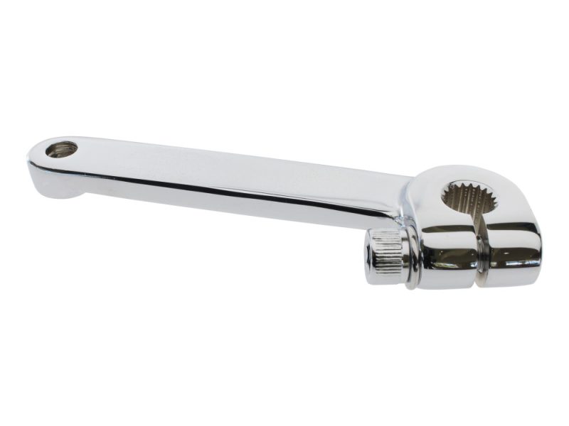 Chromed motorcycle spanner tool for bike maintenance and repair.