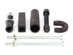 Heavy-duty motorcycle shock absorber mounting kit with bolts and spacers for Revelry Motorcycles.