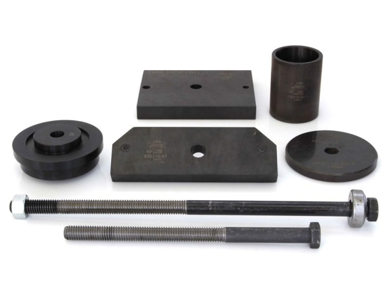 Heavy-duty motorcycle engine mounting parts and spacers for Revelry Motorcycles.