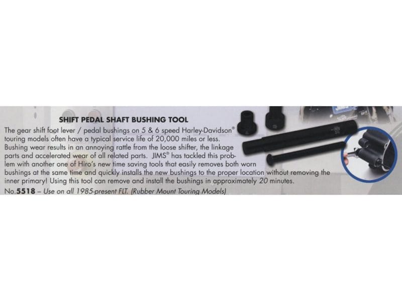 Gear shift pedal shaft bushing tool for Harley-Davidson touring models, easy bike maintenance.