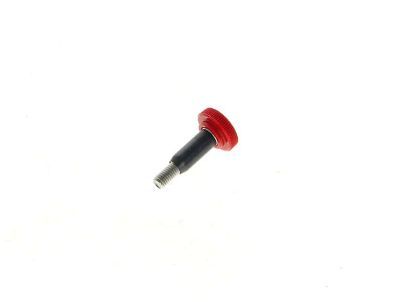 Threaded valve stem with red cap for motorcycle tires - Revelry Cycles Australia.