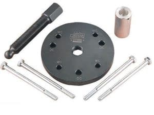 Heavy-duty motorcycle stand repair kit with bolts, spacer, and pin for maintenance. Suitable for Revelry Motorcycles.