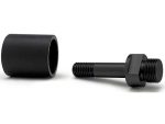 Black motorcycle fastener bolt and spacer kit for custom bike repairs and modifications.