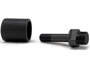 Black motorcycle fastener bolt and spacer kit for custom bike repairs and modifications.