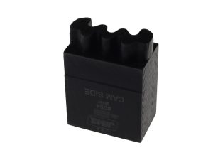 Small black motorcycle chain lock block for Revelry Motorcycles Australian store.