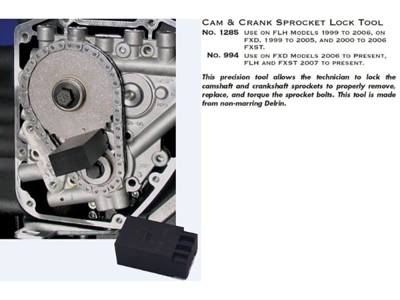 Cam & Crank Sprocket Lock Tool for motorcycle engine maintenance and repair.