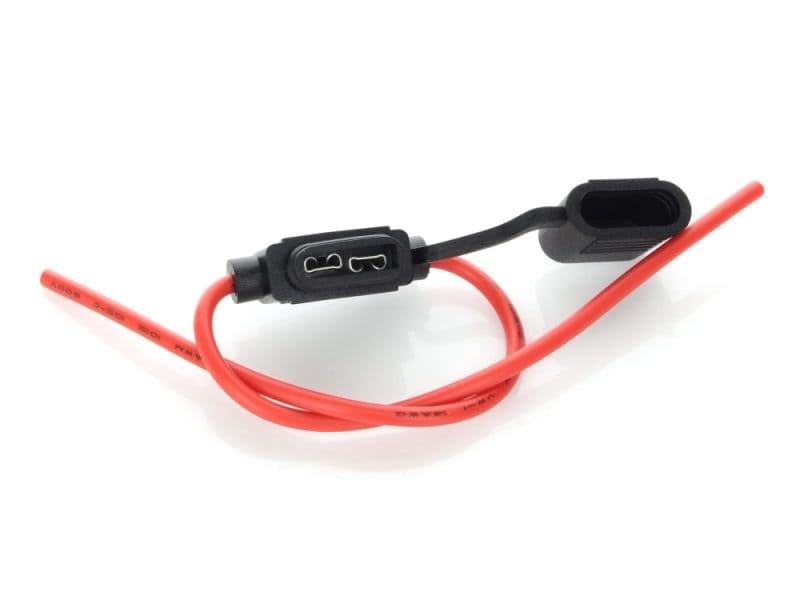 Red motorcycle battery kickstand switch wiring harness for Revelry Motorcycles and custom bikes.