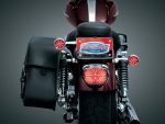 Kuryakyn motorcycle rear with saddlebags and LED lights, custom cruiser bike Australia.