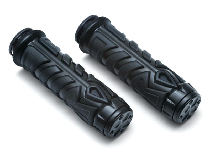 Spear Handgrips - Black. Fits Indian 2018up. Rubber motorcycle handlebar grips for Revelry Motorcycles, durable and ergonomic.