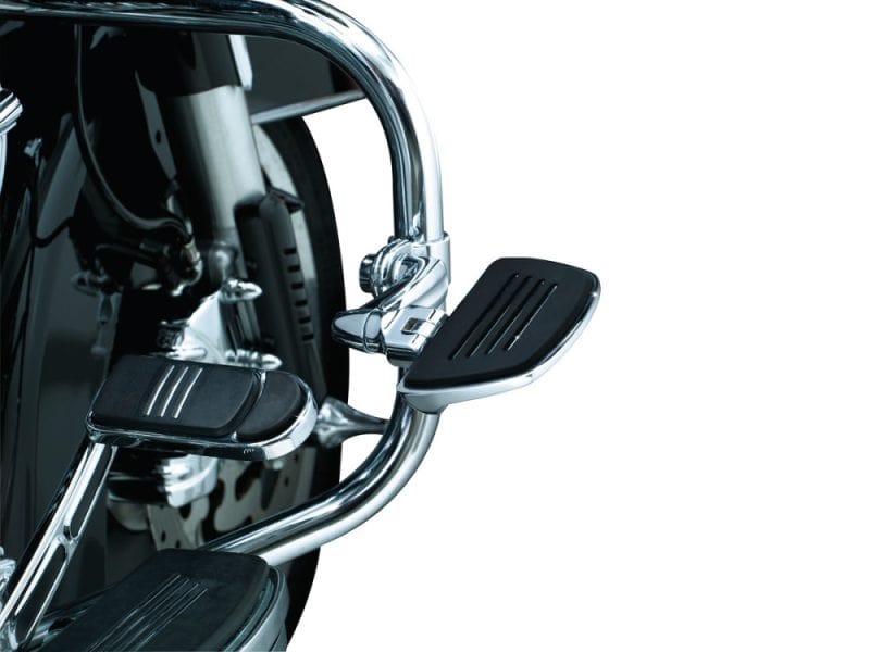 Chrome motorcycle footrest and shift peg, Revelry Motorcycles, Melbourne.