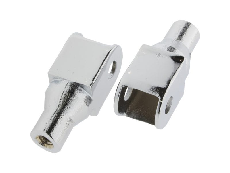 Front Tapered Footpeg Mounts - Chrome. Fits Honda. Chrome motorcycle handlebar end caps for Revelry Motorcycles.